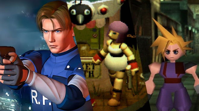 PS1 resident evil 2 Leon Kennedy, the protagonist of Crow Country and Cloud from PS1 Final Fantasy VII