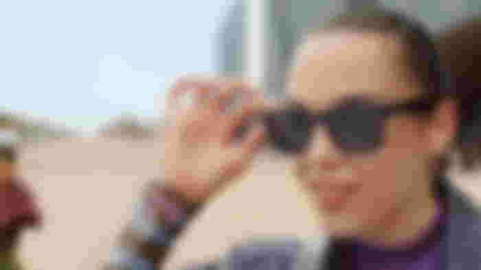 Lady wearing smart glasses