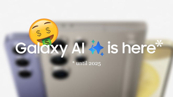 Samsung Galaxy AI is here slogan with an asterisk saying "until 2025" below