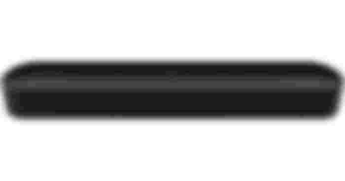Sonos Beam Soundbar product image of a black, rectangular soundbar with curved edges.