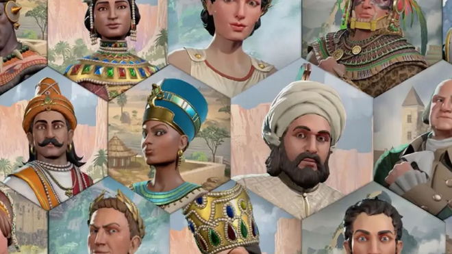 Tiled portrait pictures of historical figures in Ara: History Untold