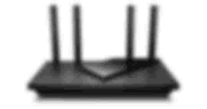 TP-Link Archer AX21 product image of a black WiFi router featuring four antennae coming out the back.