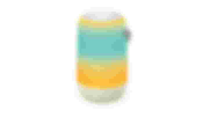 WiZ Luminaire product image of a white lamp emitting yellow and blue light.