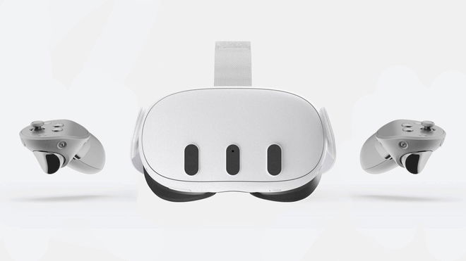 Set up Meta Quest 3 - An image of the Oculus Quest 3 headset and controllers