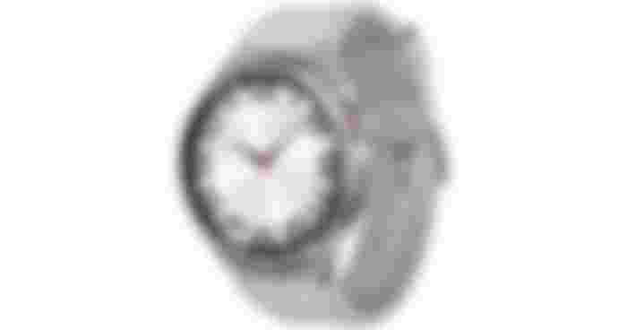Samsung Galaxy Watch 6 Classic product image of a silver smartwatch with black and red dials.