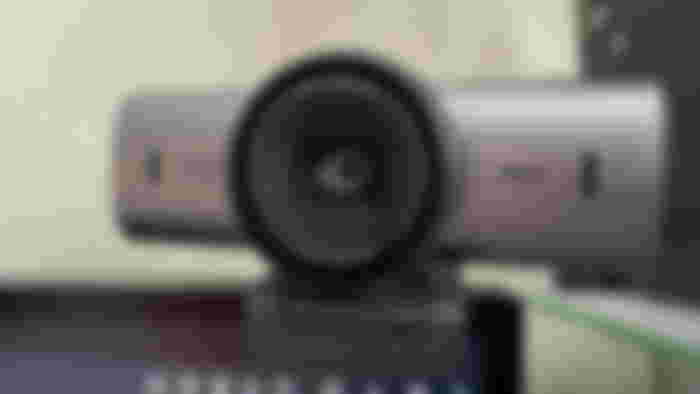 Logitech MX Brio on top of a monitor