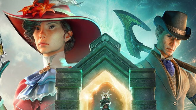 Nightingale key art with two Realmwalkers next to a Realm door