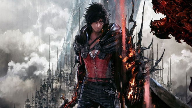 Final Fantasy 16 key art with Clive holding his sword and having a strange fiery arm
