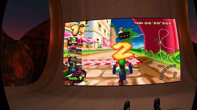 A Nintendo video game that's being played on a VR headset