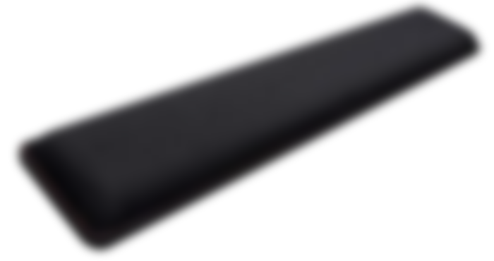 HyperX Wrist Rest product image of a black wrist rest with orange stitching.