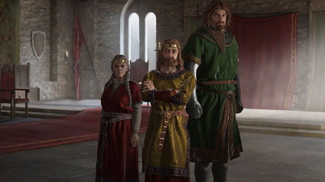 Crusader Kings 3 royals standing in room