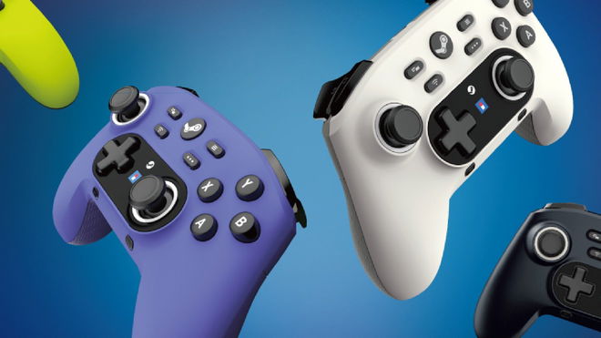 New Hori Steam Controller models in various colors in front of a light blue background