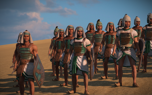 Total War: Pharaoh unit tier list - Egyptian warriors standing in the desert