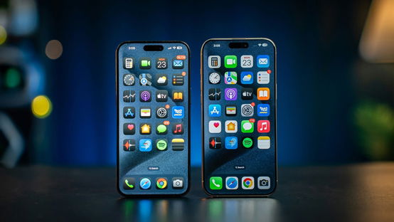 iPhone 15 pro max and 16 pro max in one frame.