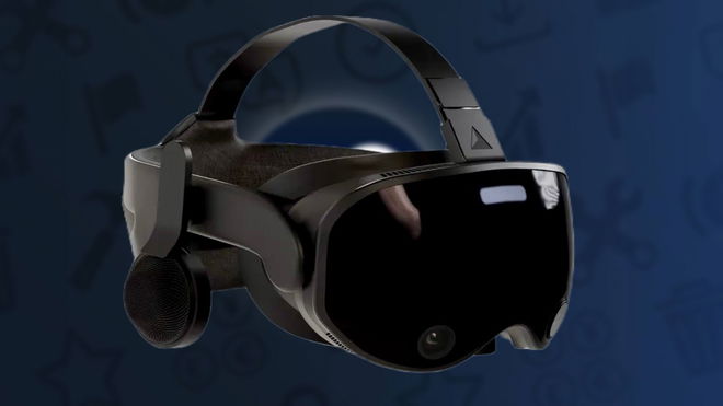 A render of the valve prism vr headset on a steam background 