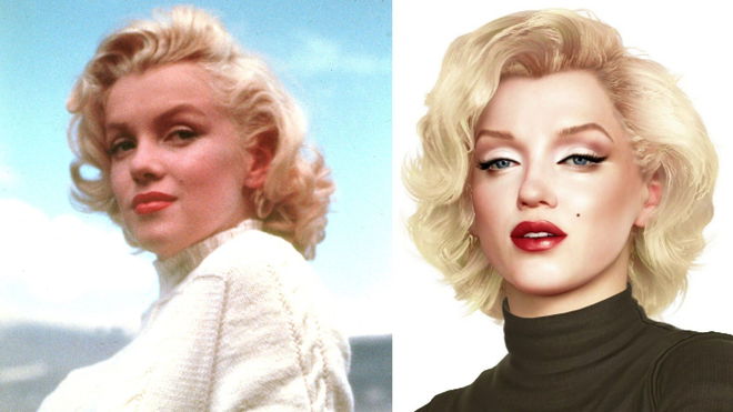 Marilyn Monroe compared with Marlyn Monroe AI chatbot