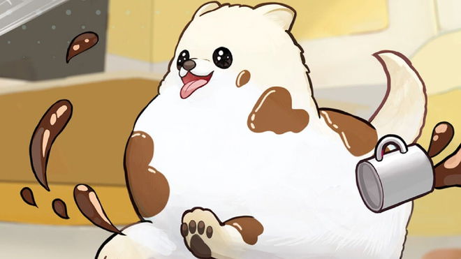 Pomeranian making a mess in Doronko Wanko press image