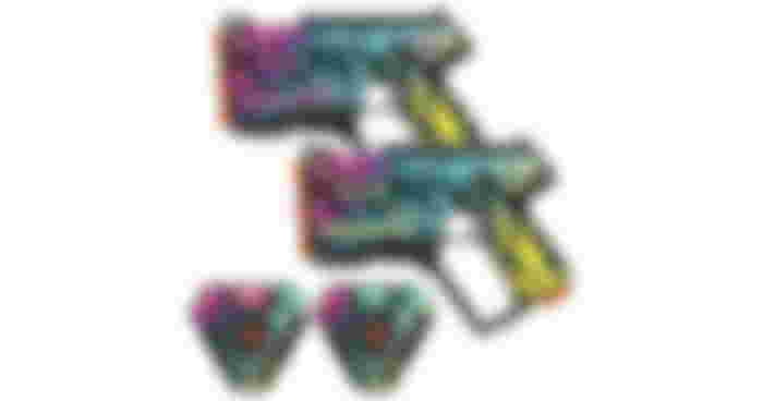 Winyea Laser Tag Set featuring black laser guns with multicolored overlay designs.