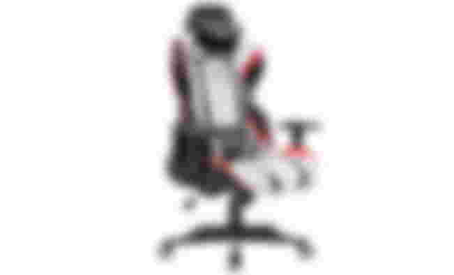Homall Gaming Chair product image of a black, white, and red chair.