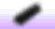 A black SSD with grooves along its sides in front of a white and light purple gradient backdrop.