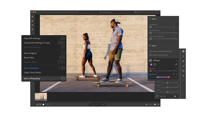 An image being edited in Lightroom.