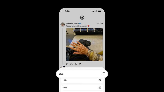 An image of the menu to save posts on Instagram Threads