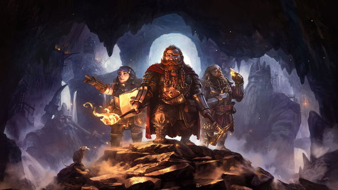 lord of the rings return to moria three dwarves standing with weapons