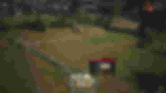 Manor Lords Coat of Arms: An in-game screenshot showing two large armies about to meet in an open, wooded area.