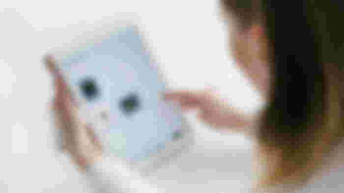 Woman using iPad