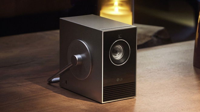 An image of the LG CineBeam Qube projector