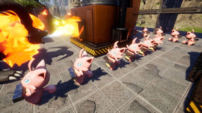 Palworld Primitive Furnace not working - An image of Foxparks kindling the furnace