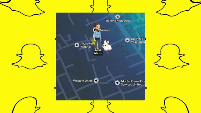 An image of a Bitmoji with a pet on Snapchat Map - get and add pet