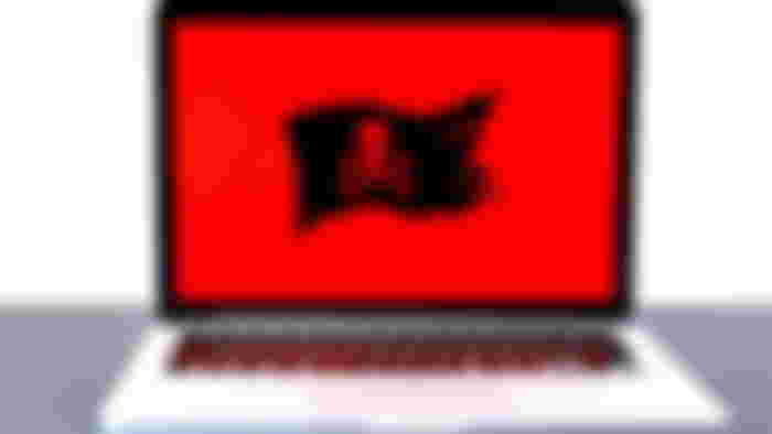 Laptop displaying a pirate flag