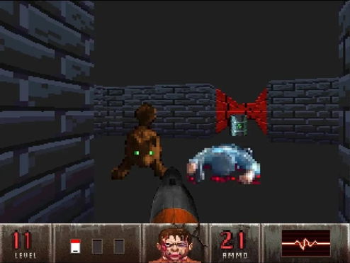 Doom-inspired shooter coming out for 3DO - shooting at a rat with green eyes