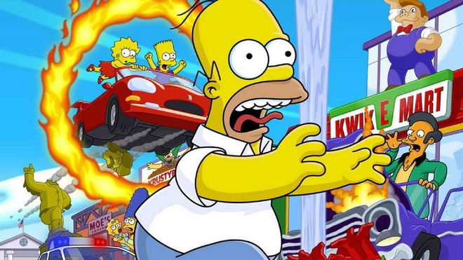 Keyart wallpaper for the simpsons hit and run 