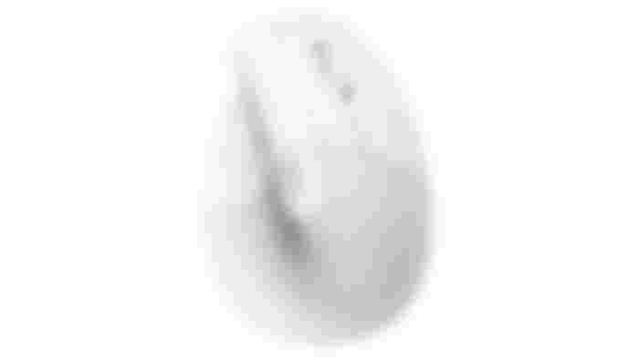 Logitech Lift product image of a white ergonomic mouse featuring grey "Logi" branding in the centre.