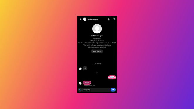 An image of gift messages in an Instagram chat - send