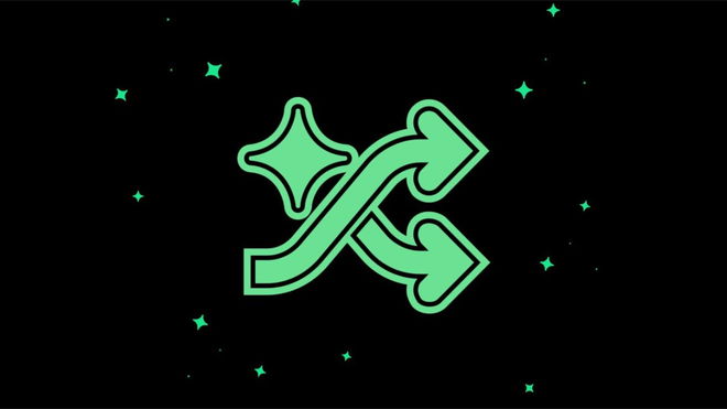 Spotify Smart Shuffle icon with a star and arrows on a black background - disable and turn it off