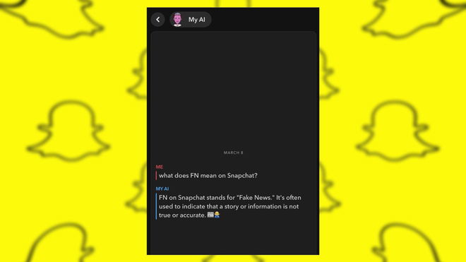 An image that depicts the meaning of FN on Snapchat