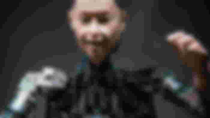 The humanoid android robot Alter recreates human movements at the Mirakian museum in Tokyo
