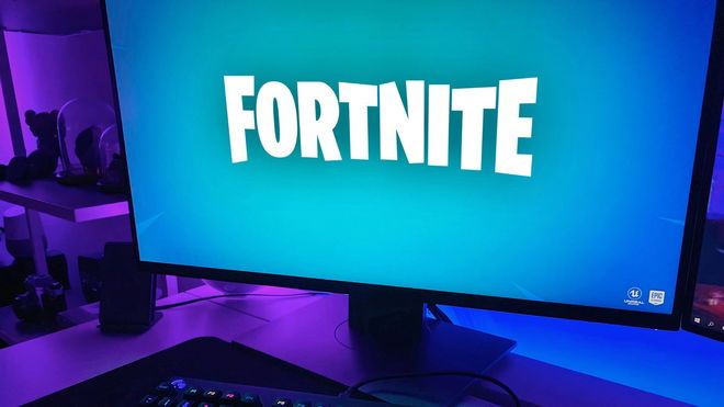 Fortnite game loading on a gaming setup.
