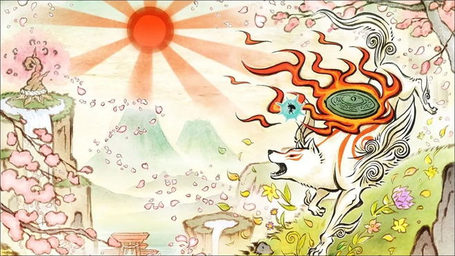 Kamiya would be happy to make new Okami - watercolor painting of a wolf howling at the sun