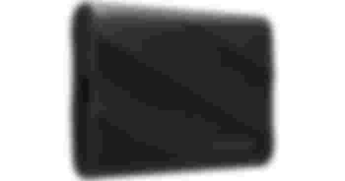 Samsung T9 product image of a black rectangular SSD featuring dark grey Samsung branding in the bottom corner.