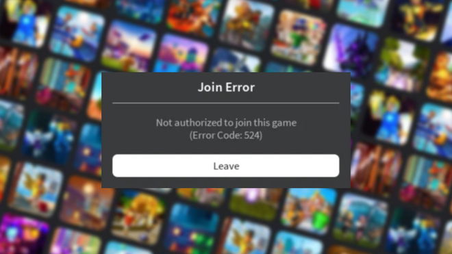 An image of a pop-up error message on Roblox that reads join error code 524