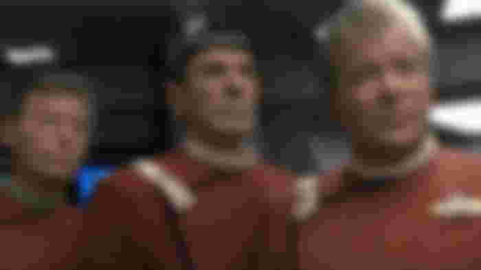 DeForest Kelley, Leonard Nimoy, William Shatner in Star Trek 6
