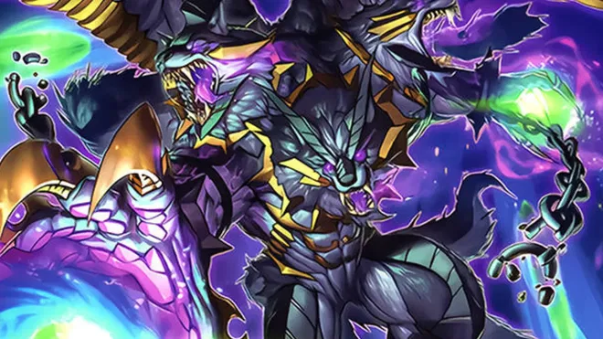 A picture from the Yu-Gi-Oh! card, Cerzebuth, Laimargia of the Ebon Irons.