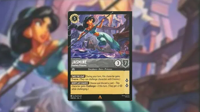 A picture of the Disney Lorcana card, Jasmine – Fearless Princess.