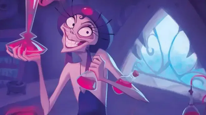 A picture of the Disney Lorcana card, Yzma - Conniving Chemist and its market analytics from