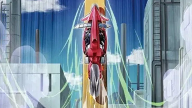 A picture from the Yu-Gi-Oh! card, Synchron Oneway.