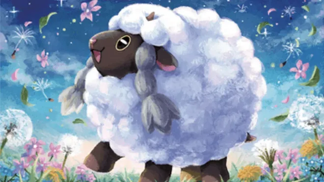 A picture of the Pokemon card, Wooloo.